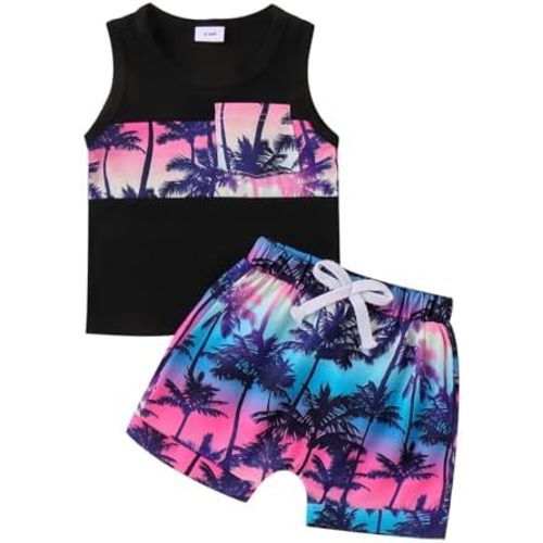 Toddler Baby Boy Clothes Sleeveless Tank Tops Shorts Set Cute Baby Boy Summer Clothes Outfits