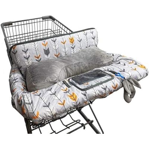 Shopping Cart Cover for Baby, High Chair Cover for Boy Girl, Infant Grocery Cart Cushion with Removable seat Positioner and Cellphone Holder