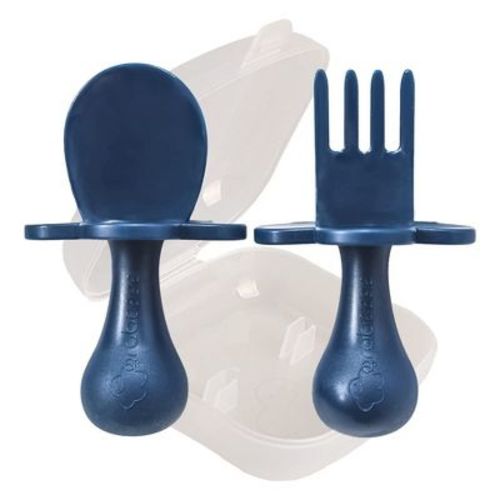 Grabease Baby Spoons Baby Led Weaning Supplies Baby Utensils Baby Spoons Self Feeding, Bpa-free & Phthalate-free, 1 Set, Navy