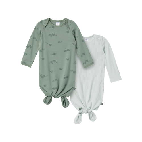 Modern Moments by Gerber Baby Neutral Knotted Gown With Mittens, 2-Pack, Newborn - 0/3 Months