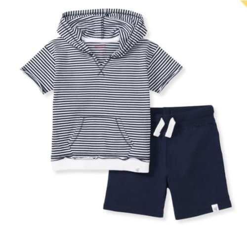 Classic Stripe Baby Boy Hooded Top & Shorts Set
