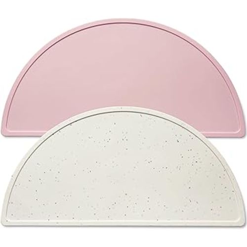 Silicone Placemats for Babies, Toddlers & Kids, BPA-Free Non-Slip Baby Table Mat Food Mats, 2 Pack