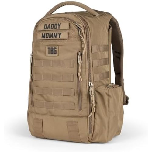 Tactical Baby Gear Daypack Tactical Diaper Bag Backpack for Dads - MOLLE compatible, Built-in Changing Mat, Stroller Straps (Coyote Brown 4th Gen)