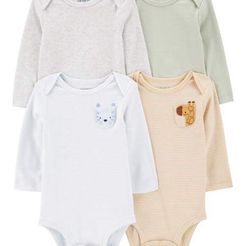 Multi Baby 4-Pack Animal Pocket Bodysuits  | Carter’s Oshkosh Canada
