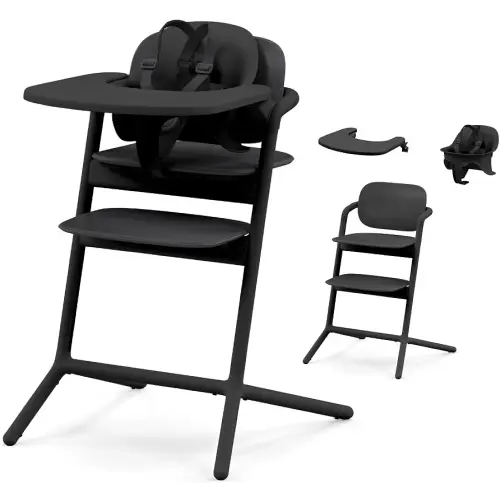 Cybex Lemo High Chair with Modern Design, Easy One Hand Depth and Height Adjustment, Anti-Tip Wheels, and Easy Assembly, Convertible to Adult Chair, Stunning Black