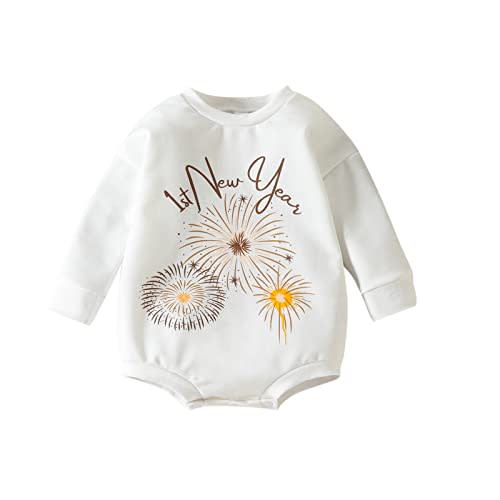 Kuriozud Newborn Baby Boy Girl Bubble Romper Funny Letter Long Sleeve Oversized Sweater Tops Fall Winter Clothes