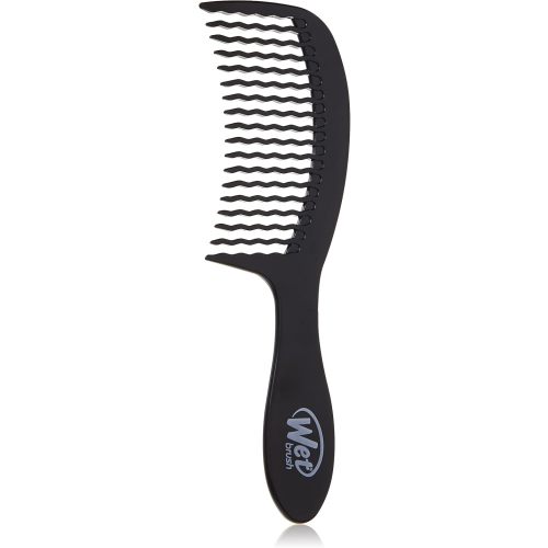 Wet Brush Detangling Comb, Black - Wide Tooth Hair Detangler with WaveTooth Design that Gently and Glides Through Tangles - Brush Throough Conditioner and Hair Masks - Gentle On Scalp and Pain-Free