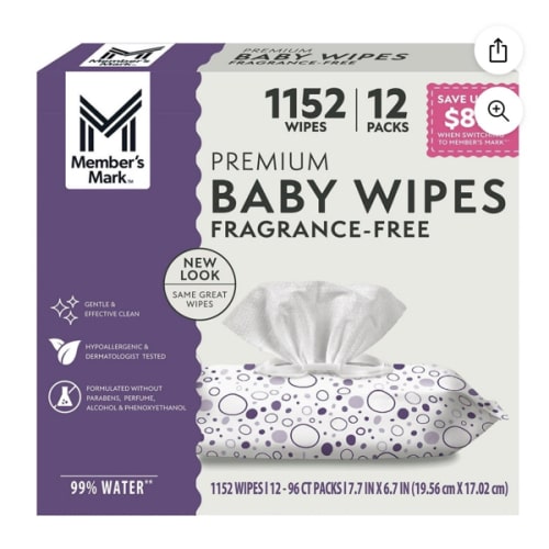 Member's Mark Premium Baby Wipes, Fragrance Free, 12 pk., 1152 Wipes - Sam's Club