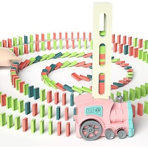 Domino Train Toddler Toys: Automatic Dominoes Building Set Rally - Toys for Girls 4-6 Year Old Montessori Games for Kids Ages 3 4 5 6 - Autism Kids Games Christmas Birthday Gifts Age 3-5 5-7 Kid