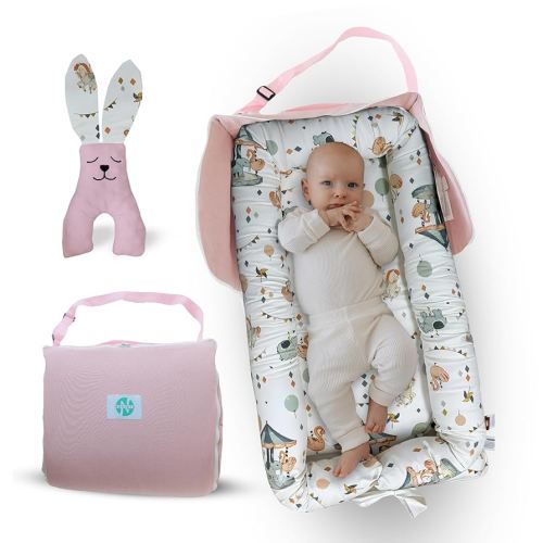 Baby Lounger for Newborn, 2in1 Diapers Bag and Baby Nest, Carry Your Essentials, 0-12 Months, Co Sleeping, Baby Floor Seat, Waterproof (Dreamland)