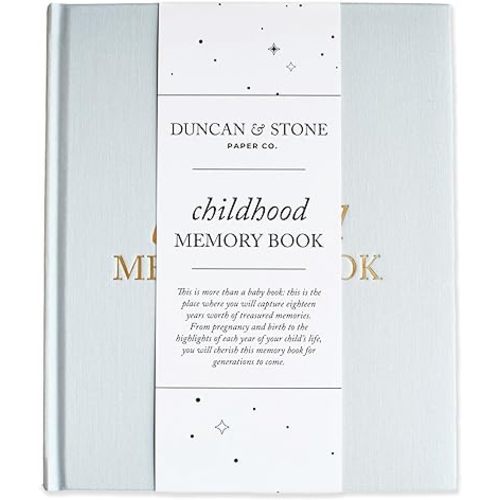 Childhood Memory Book (Sky Blue, 175 Pages) - Milestone & Child Memory Book from Pregnancy to Year Eighteen – Childhood Memory Journal for Parents