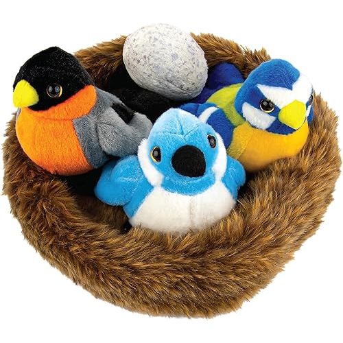Madzee Bird Toys – Cute Stuffed Animal Bird Nest for Kids – Plush Toy with Birds, Egg, Nest – Stimulating Plush Bird Nest for Creative Play