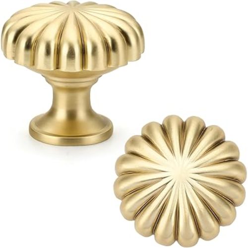 10 Pack Gold Cabinet Knobs, Zinc Alloy Brushed Gold Drawer Knobs Hardware for Kitchen Cabinets, Dresser and Wardrobe Doors Vintage Dresser Drawer Pulls