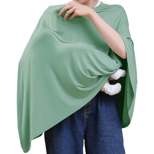 Multi-use Nursing Cover for Breastfeeding, 360°Full Coverage Nursing Poncho, Rayon Soft & Breathable Breastfeeding Cover up (Smooth Rayon, Sage Green)