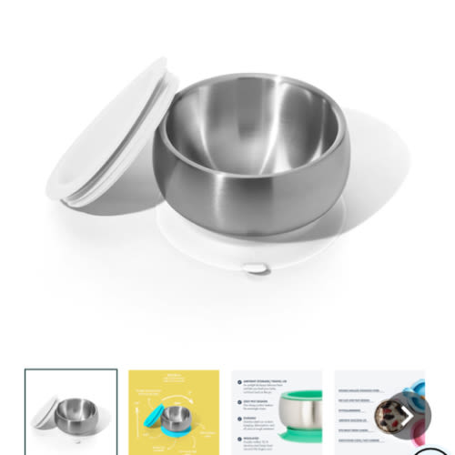 Avanchy | Stainless Steel Baby Bowls - BLW Suction Infant Feeding Bowl - Avanchy Sustainable Baby Dishware