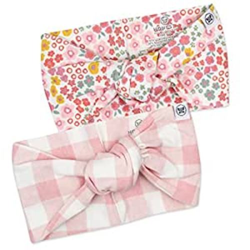 Amazon.com: HonestBaby Girls' Organic Cotton Knotted Headbands Multi-Pack, 2-Pack Meadow Floral Pink Blush, One Size : Baby