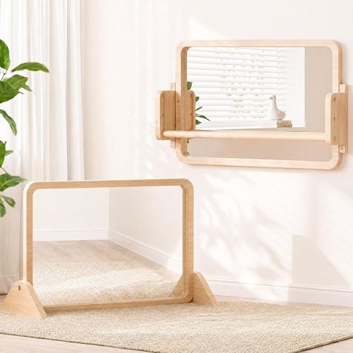 3-in-1 Montessori Mirror with Bar, Adjustable Tummy Time Mirror 6M+