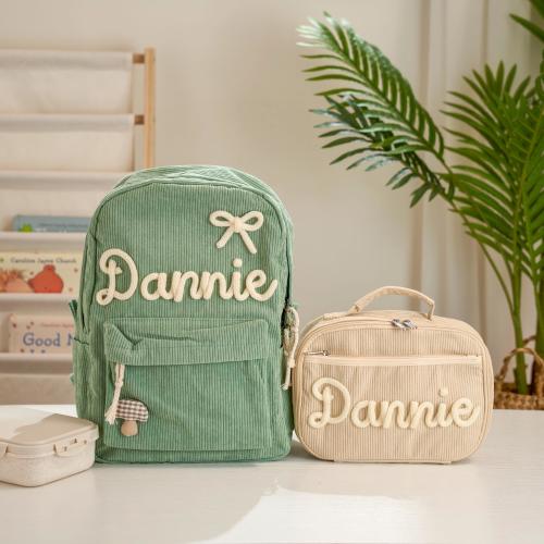 Custom Corduroy Kids Backpack: Personalized School Bag, 15" x 11" x 5"
