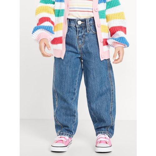 High-Waisted Barrel-Leg Jeans for Toddler Girls | Old Navy