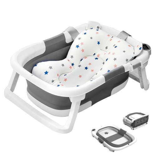 Rupoun Baby Bathtub, Collapsible for Newborn Boys and Girls, Foldable Baby Bathtubs, Gray, Plastic