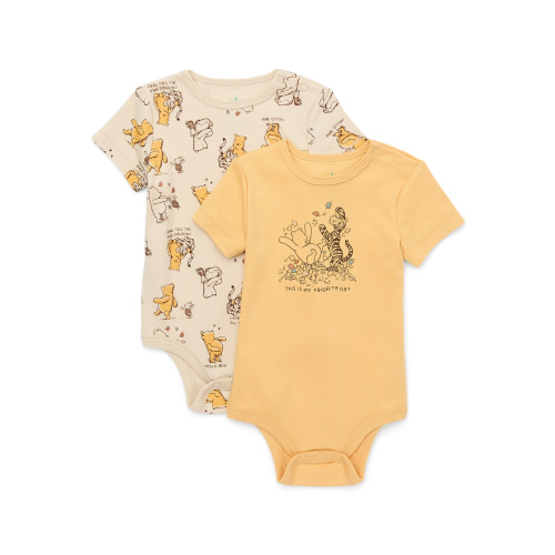 Disney Winnie The Pooh Boys and Baby Girls Bodysuits, 2-Pack, Sizes 0/3 Months-24 Months