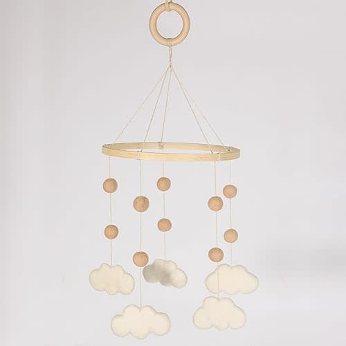 Felt Cloud Mobile for Crib - Baby Mobile for Crib - Crib Mobile for Girls, Boys - Boho Crib Mobile - Felt Cloud