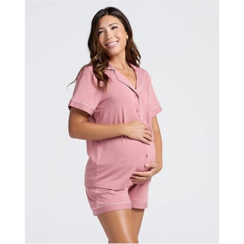 Maternity and Nursing Summer Pyjama Set in Rose Pink – Angel Maternity USA