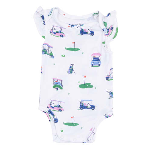 Ruffle Sleeve Bodysuit, Vintage Golf Carts Pink