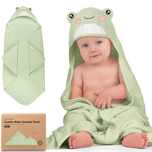 KeaBabies Baby Hooded Towel - Viscose Derived from Bamboo Baby Towel, Toddler Bath Towel, Infant Towels, Large Hooded Towel, Soft Baby Towels with Hood for Girls, Babies, Newborn Boys (Frog)