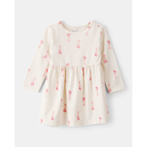 Baby Girl Ballet Slipper Print Long-Sleeve Dress - Ivory - Carter's | Carter's