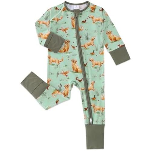 Cabahata Baby Footless Pajamas with Mittens and Feet Cuffs Viscose of Bamboo Cartoon Infant Boys Girls Zipper Pjs Romper