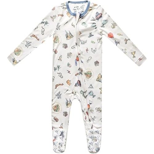 Copper Pearl Zip-Up Footie Baby Pajamas: Ultra-Soft Boys & Girls Pajamas, Premium Knit Fabric in Stylish Prints, Tag-Free with Two-Way Zipper, Sized Newborn to 24 Months, Wizarding World