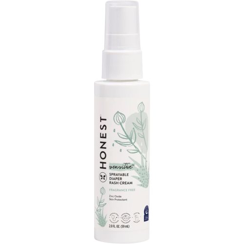 The Honest Company Baby Diaper Rash Cream Spray | Moisturizing + Calming Zinc Oxide | Hypoallergenic, Dermatologist Tested, Cruelty Free | 2 fl oz