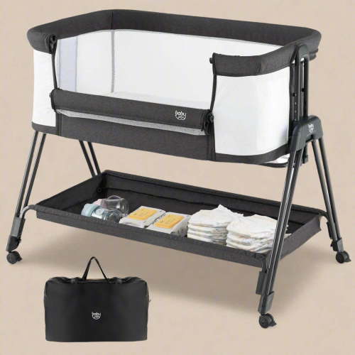 Babyjoy Baby Bedside Sleeper Bassinet with Wheels Storage Tray