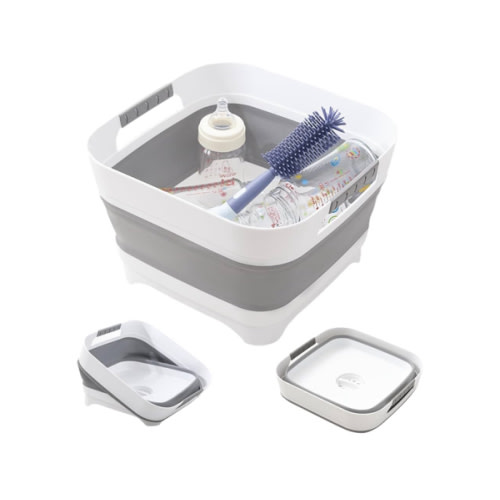 Collapsible Wash Basin for Baby Bottles - 2.4 Gallons Portable Wash Bin for RV Camping Sink, Space-Saving Dish Tub.Laundry & Utility Room Sinks