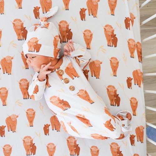 Happy Highland Cows Crib Sheet