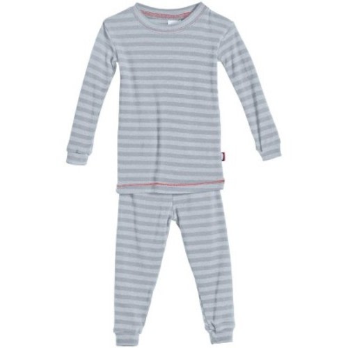 City Threads USA-Made Striped Boys and Girls Soft Pajama Set, Color: Concrete, Size: 9-12m