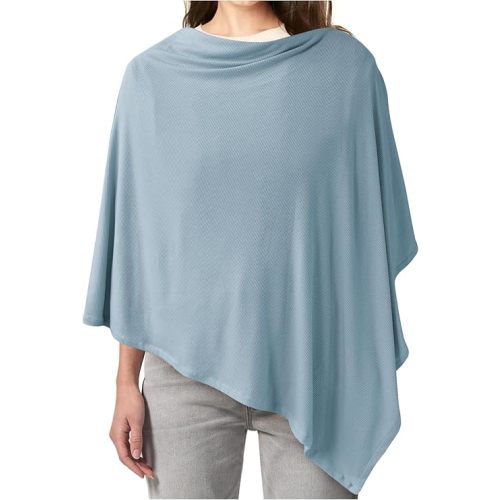Konssy Knit Nursing Cover for Breastfeeding, 360° Full Privacy Breathable Breastfeeding Cover, Multi-use Carseat Canopy(Blue)