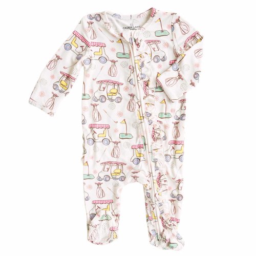 Country Club Cuties Ruffle Zipper Footie | Pink