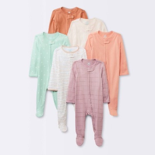 Baby Girls' 6pk Cotton Sleep N' Play - Cloud Island™ Pink, Size: 0-3M
