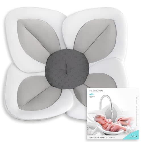 Blooming Bath Baby Bath Seat - Baby Tubs for Newborn Infants to Toddler 0 to 6 Months and Up - Baby Essentials Must Haves - The Original Washer-Safe Flower Seat (Lotus, Gray/Dark Gray)