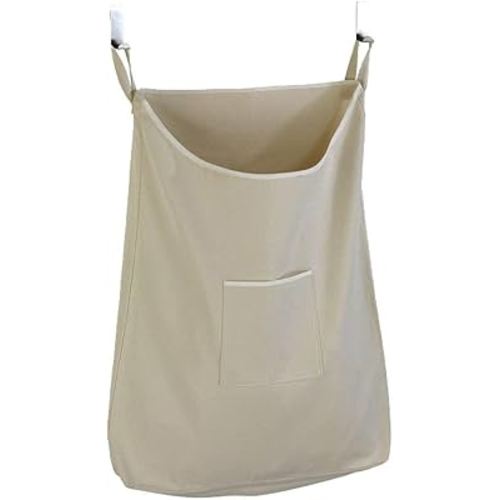 WENKO Laundry Hamper Bag Hanging, Over The Door Basket with Hooks, for Bathroom, Closet, Space Saving Storage, Wall mounted 3.94 x 20.47 x 31.89 in, Beige