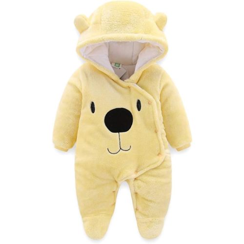 ALLAIBB Baby Newborn Snowsuit Winter Hooded Footie Fleece Jumpsuit for Infant Girls Boys