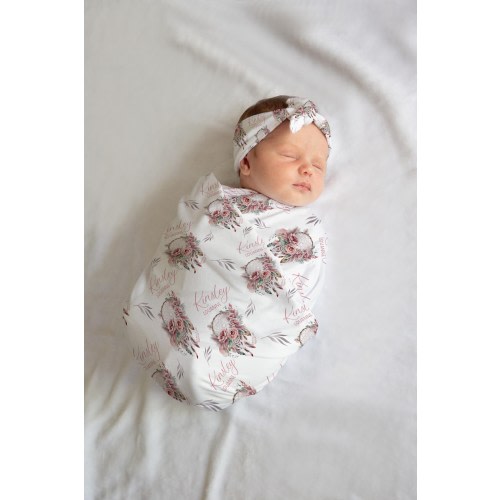 Dreamcatcher Swaddle Set, Dreamcatcher Swaddle Blanket, Boho Baby Blanket, Dreamcatcher Nursery Theme, Boho Girl Swaddle Blanket G66