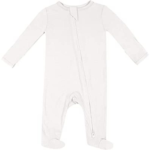 TWINOR Baby Footed Pajamas with Mittens, Soft Bamboo Viscose One-Piece Romper for Newborn Infant