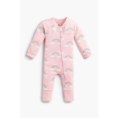 One-Piece Baby Pajamas - Pink Rainbow Dreams