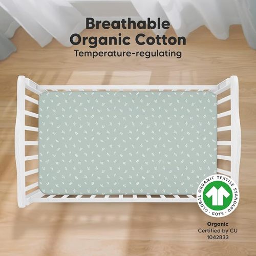 KeaBabies 2-Pack Organic Crib Sheets for Boys, Girls - 52x28 Fitted Crib Mattress Sheet Neutral, Breathable Jersey Cotton Cover for Baby Bed, Toddler Mattress, Soft & Cute Prints (Prairie)