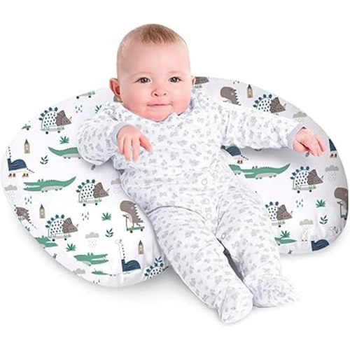 Nursing Pillow for Breastfeeding, Original Breastfeeding Pillows for More Support for Mom and Baby, Cute Cover with Breathable Filling,Feeding Support Pillow for 0-12 Months(Wild Dinosaur)