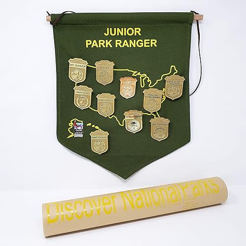National Park Junior Ranger Scouts Badges Display Banner/Enamel Pin & Patch Organizer