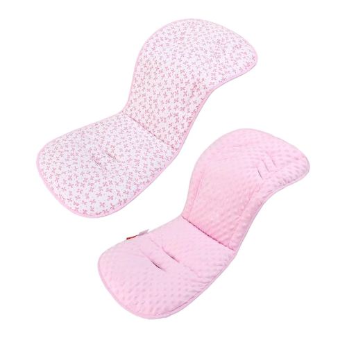 Baby Stroller Cushion,Soft Minky Dotted and Printed Stroller Seat Liner-Reversible Universal Breathable and Soft Newborn Stroller Pad, Cotton Infant Car Seat Insert-82x37cm,1 Pack(Pink Bows)